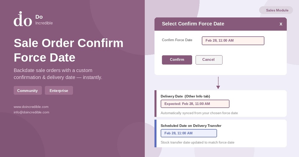Sale Order Confirm Force Date - Sale Back Date